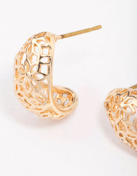 Gold Intricate Cut-Out Teardrop Hoop Earrings - link has visual effect only