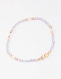 Lilac Beaded & Pearl Bracelet - link has visual effect only