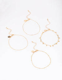 Gold Mixed Chain Anklet 4-Pack - link has visual effect only