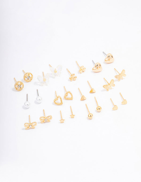 Gold Butterfly Stud Earring 12-Pack
