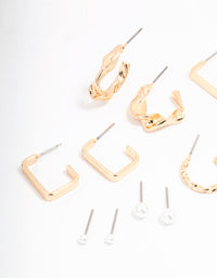 Gold Pearl Bar Hoop Earring 8-Pack - link has visual effect only