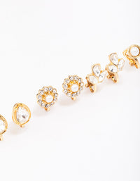 Gold Jewel Stone Clip On Earring 5-Pack - link has visual effect only