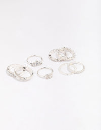 Silver Diamante Mixed Band Ring Pack - link has visual effect only