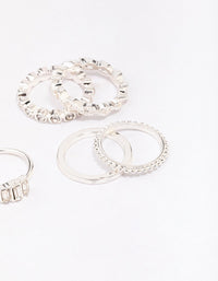 Silver Diamante Mixed Band Ring Pack - link has visual effect only