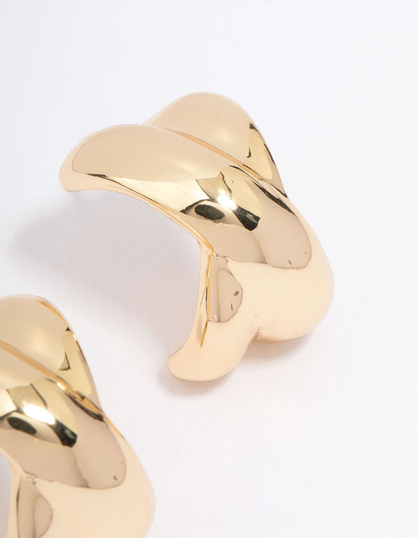 Gold Plated Cross Hoop Earrings - Lovisa