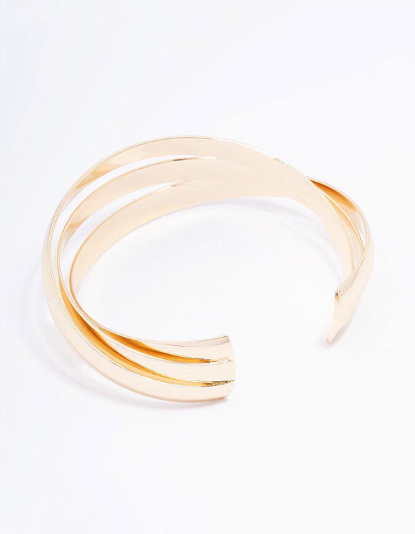 Gold Plated Chunky Twisted Wrist Cuff
