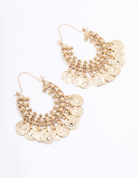 Gold Filigree Coin Hoop Earrings - link has visual effect only