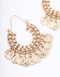 Gold Filigree Coin Hoop Earrings - link has visual effect only