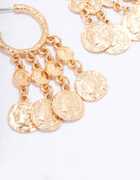 Gold Coin Fringe Hoop Earrings - link has visual effect only