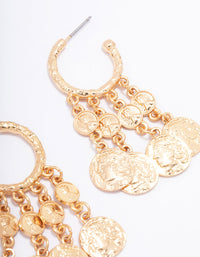 Gold Coin Fringe Hoop Earrings - link has visual effect only