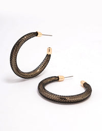 Gold & Black Mesh Bold Hoop Earrings - link has visual effect only