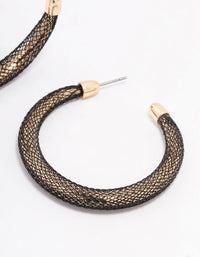 Gold & Black Mesh Bold Hoop Earrings - link has visual effect only