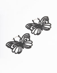 Black Butterfly Pattern Hoop Earrings - link has visual effect only