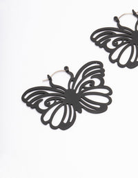Black Butterfly Pattern Hoop Earrings - link has visual effect only