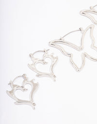 Silver Butterfly Twisted Hoop Earring 3-Pack - link has visual effect only
