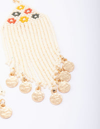 Gold Beaded Fringe Drop Earrings - link has visual effect only