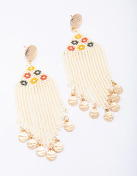 Gold Beaded Fringe Drop Earrings - link has visual effect only