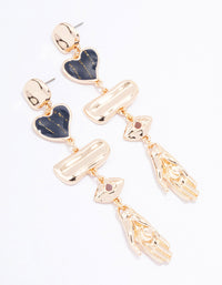 Gold Heart Hand Drop Earrings - link has visual effect only