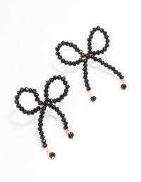 Black Beaded Bow Drop Earrings - link has visual effect only
