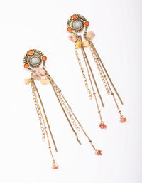 Antique Gold Hanging Stone Drop Earrings - link has visual effect only