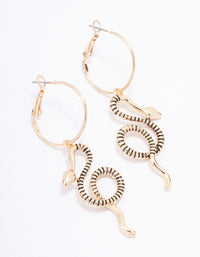 Antique Gold Swirling Snake Drop Earrings - link has visual effect only