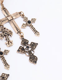 Antique Gold Multi Cross Drop Earrings - link has visual effect only