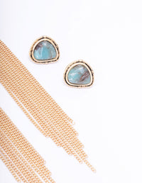 Gold Textured Tassel Earring Pack - link has visual effect only