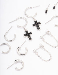 Rhodium Snake Cross Earring 6-Pack - link has visual effect only