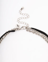 Silver Diamante Cross Cord Layered Necklace - link has visual effect only