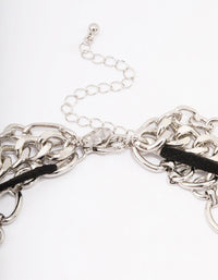 Rhodium Puffy Heart Layered Mixed Chain Necklace - link has visual effect only