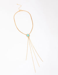 Gold Turquoise Stone Bolo Chain Necklace - link has visual effect only