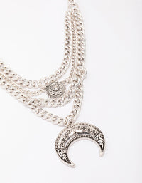 Antique Silver Western Crescent Moon Necklace - link has visual effect only