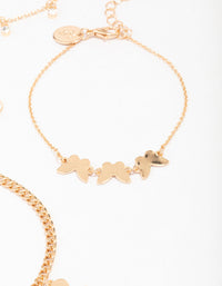 Gold Butterfly Heart Bracelet 4-Pack - link has visual effect only