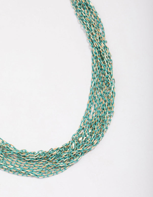 Gold & Green Layered Chain Necklace