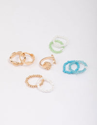 Gold Seashell Beaded Ring 9-Pack - link has visual effect only