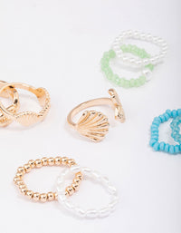 Gold Seashell Beaded Ring 9-Pack - link has visual effect only