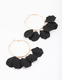 Black & Gold Iridescent Petal Hoop Earrings - link has visual effect only