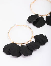 Black & Gold Iridescent Petal Hoop Earrings - link has visual effect only