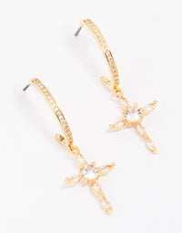 Gold Plated Cubic Zirconia Marquise Cross Drop Earrings - link has visual effect only
