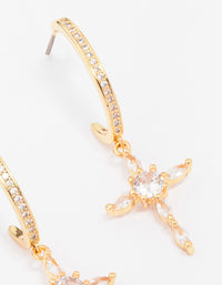 Gold Plated Cubic Zirconia Marquise Cross Drop Earrings - link has visual effect only
