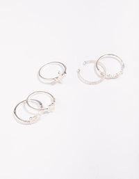 Silver Plated Cubic Zirconia Mixed Leaf Ring 5-Pack - link has visual effect only