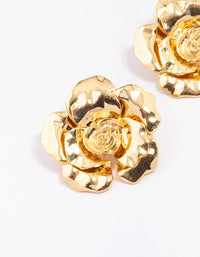 Gold Plated Rose Large Stud Earrings - link has visual effect only