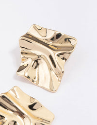 Gold Plated Warped Metal Stud Earrings - link has visual effect only