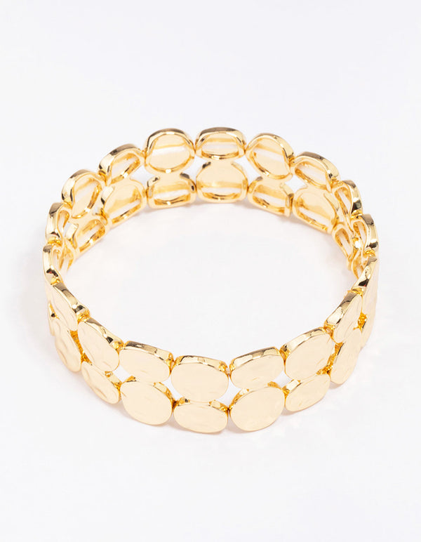 Gold Plated Stretch Hammered Bangle