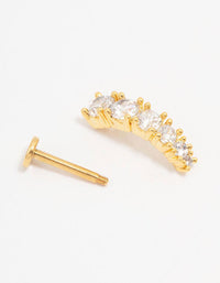 Gold Plated Surgical Steel Cubic Zirconia Flat Back - link has visual effect only