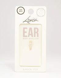 Gold Plated Surgical Steel Cubic Zirconia Flat Back - link has visual effect only