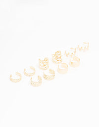 Gold Plated Surgical Steel Roman Leaf Ear Cuff 10-Pack - link has visual effect only