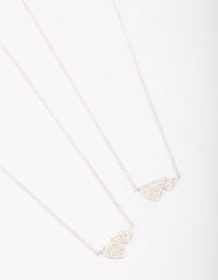Silver Plated Cubic Zirconia Interlinked Heart Necklace Pack - link has visual effect only