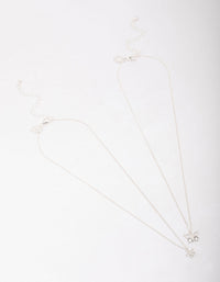 Silver Plated Link Butterfly Pendant Necklace Pack - link has visual effect only