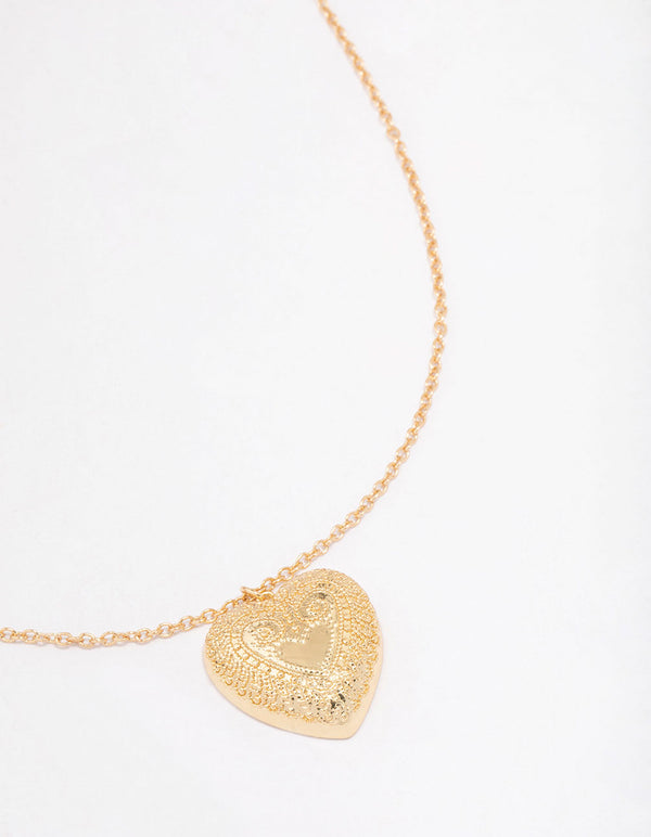 Gold Plated Heart Pendant Necklace